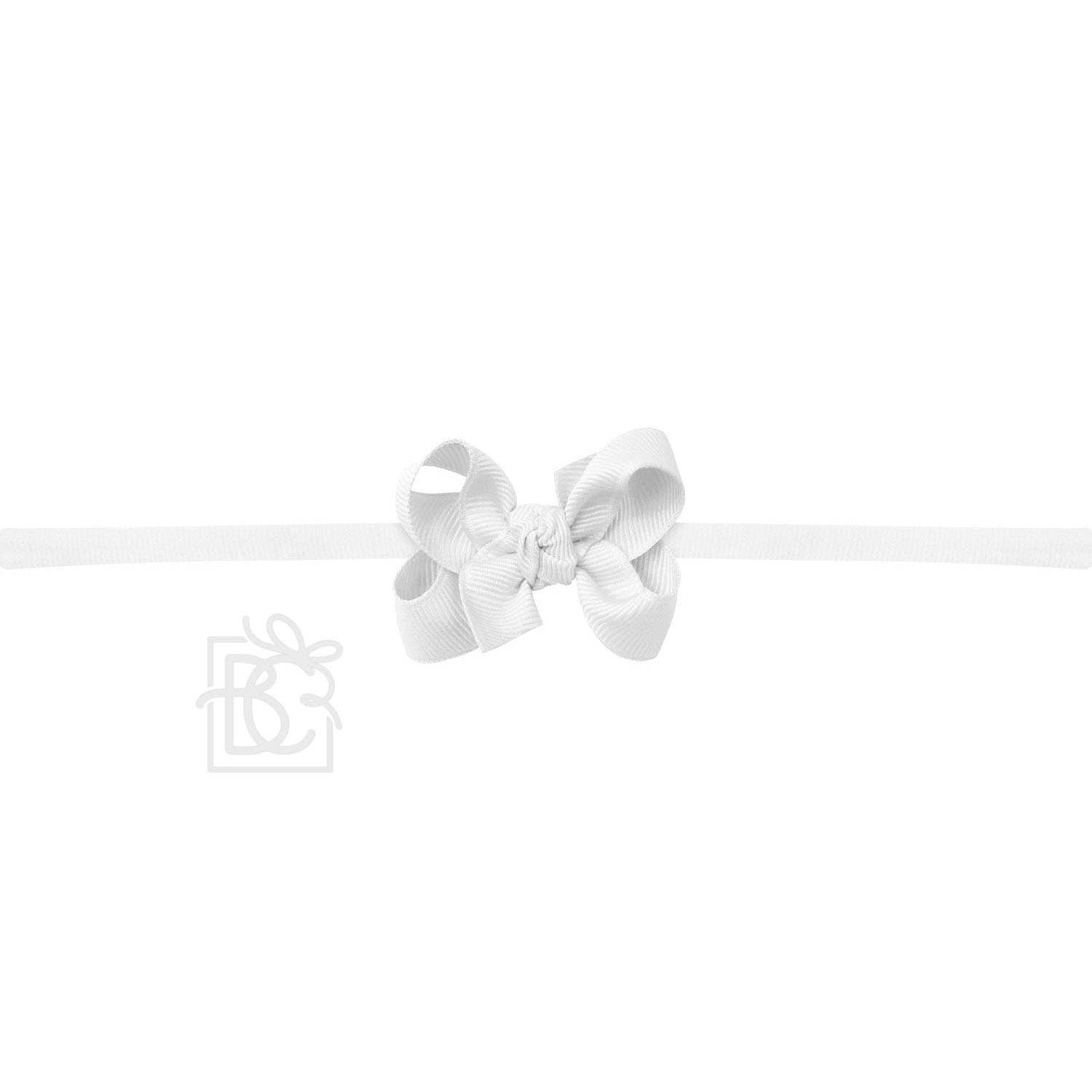 1/4" PANTYHOSE HEADBAND GROSGRAIN BOW | WHITE