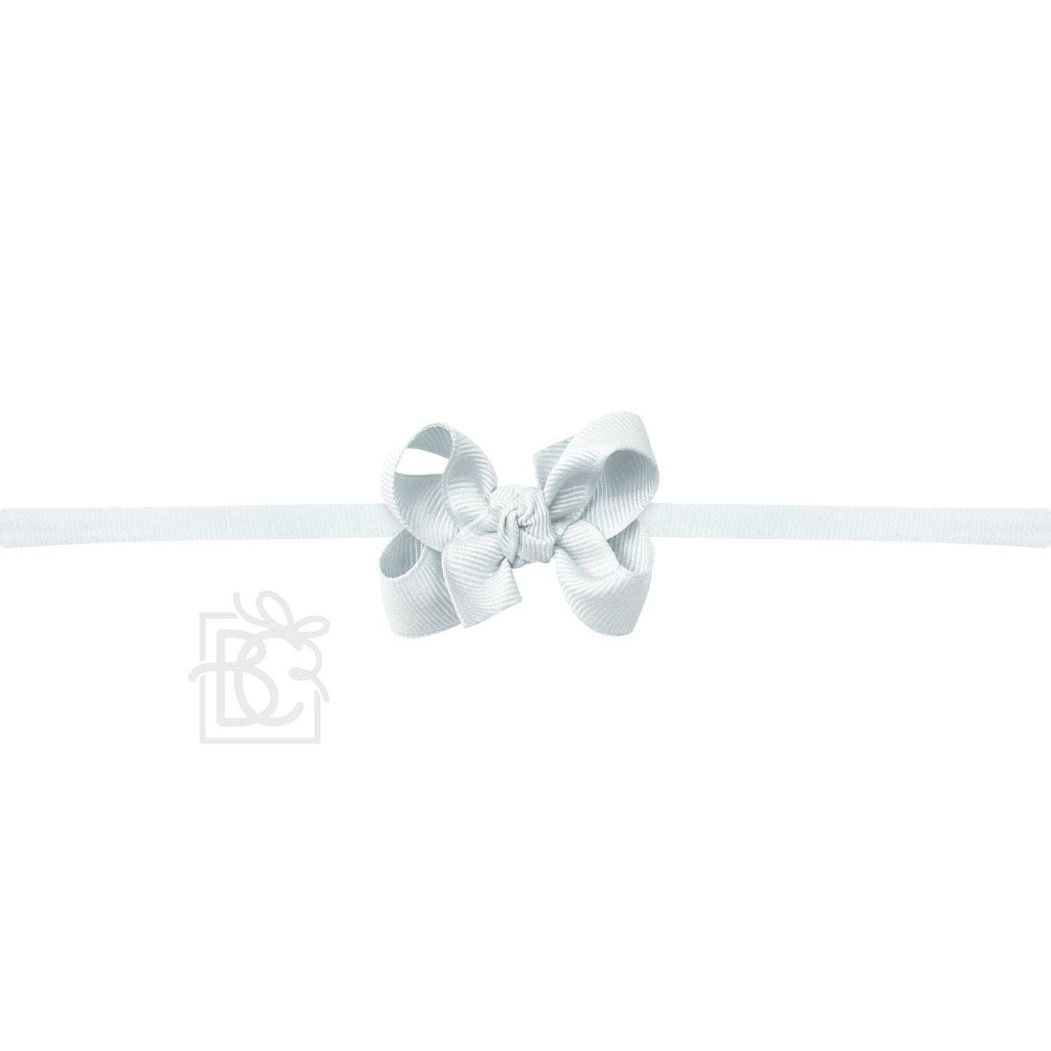 1/4" PANTYHOSE HEADBAND GROSGRAIN BOW | WHITE