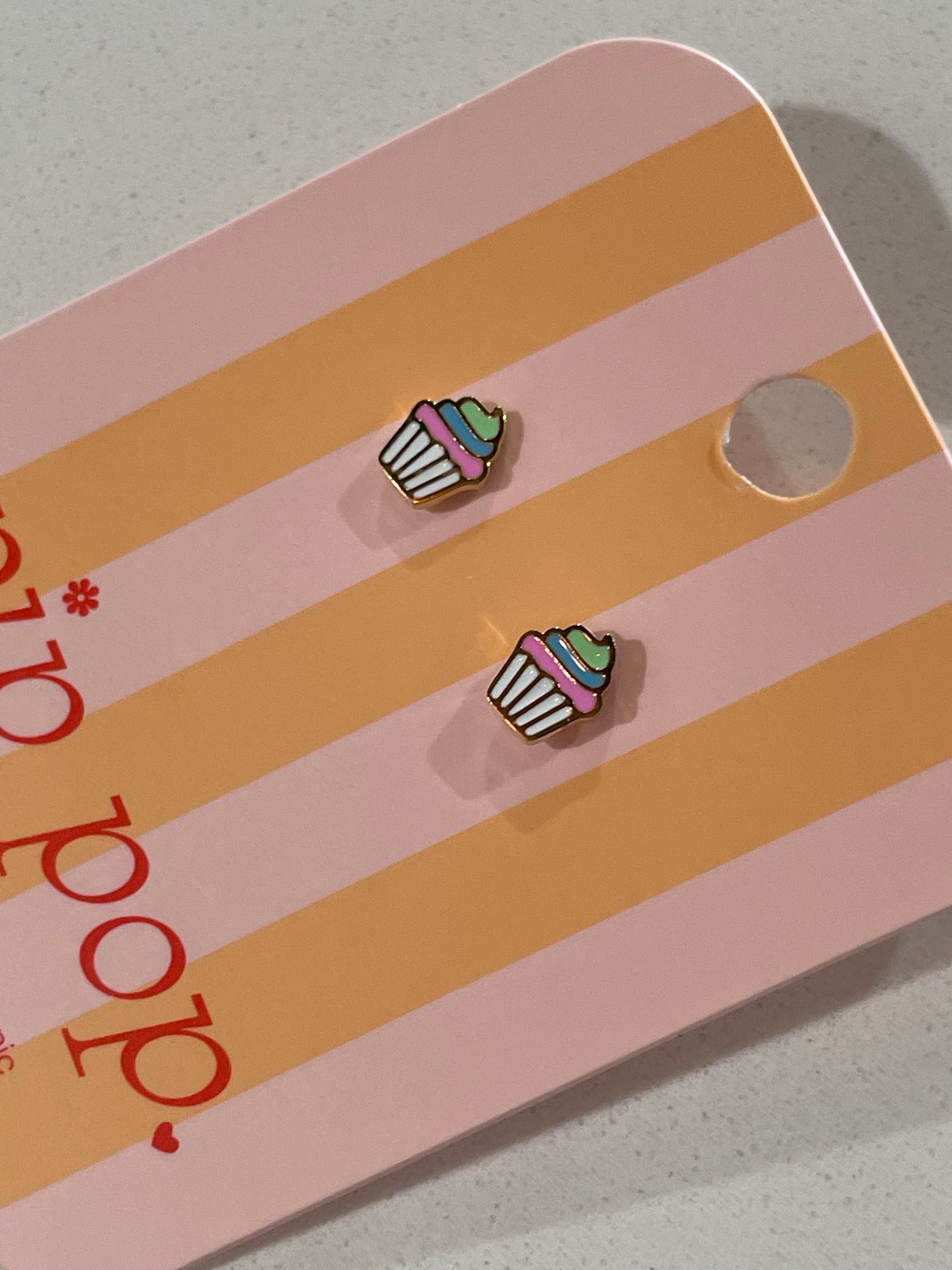 Stud Earrings | Rainbow Cupcake