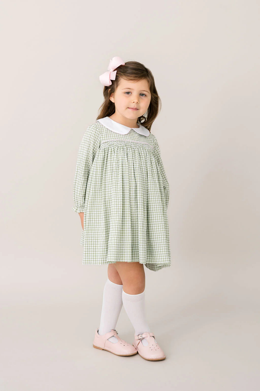 Michelle Dress LS | Grove Park Green Windowpane