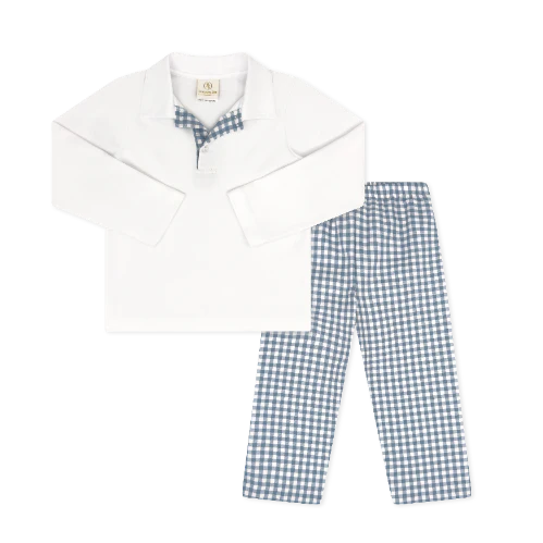 Parker Pants Set | Stone Blue Check