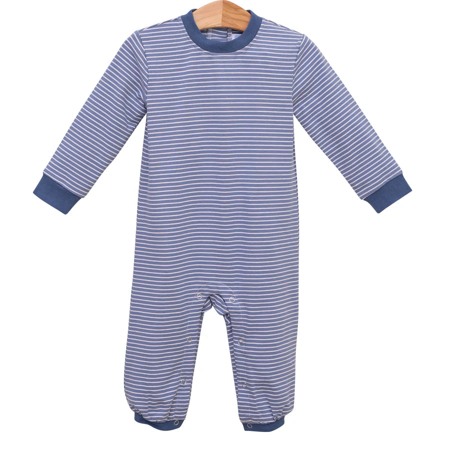 Miller Romper | Slate Blue Stripe