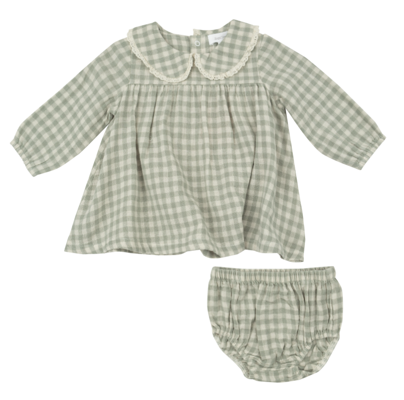 MINI GREEN GINGHAM | BLOOMER SET