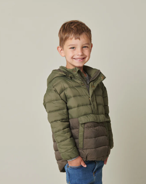 Olly Puffer Jacket | Green Block