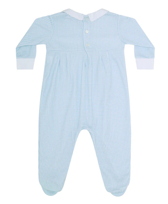 Blue Gingham Smocked Footie