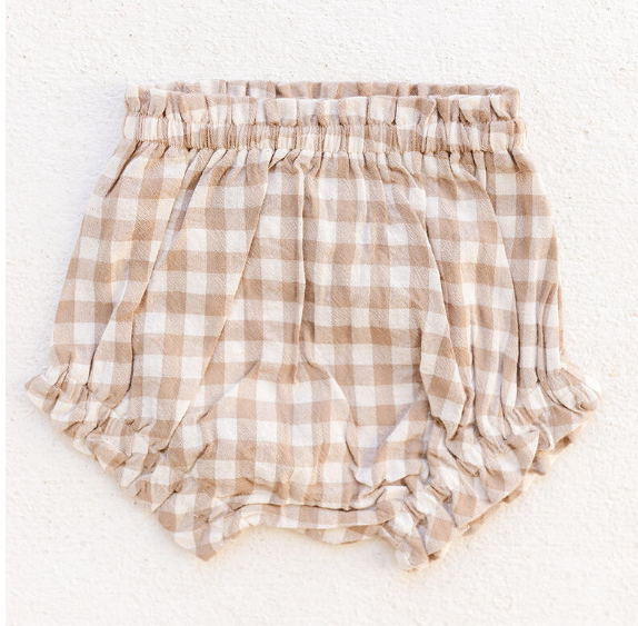 Amelia Bloomer | Tan Gingham