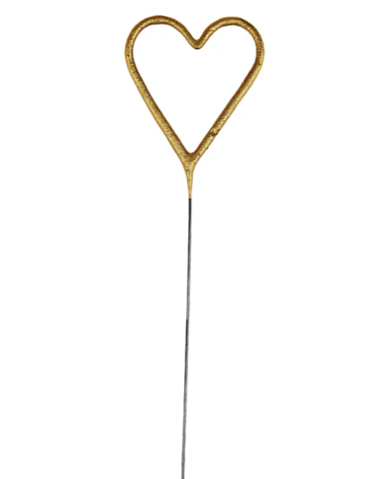 Gold Sparkler Heart Candle