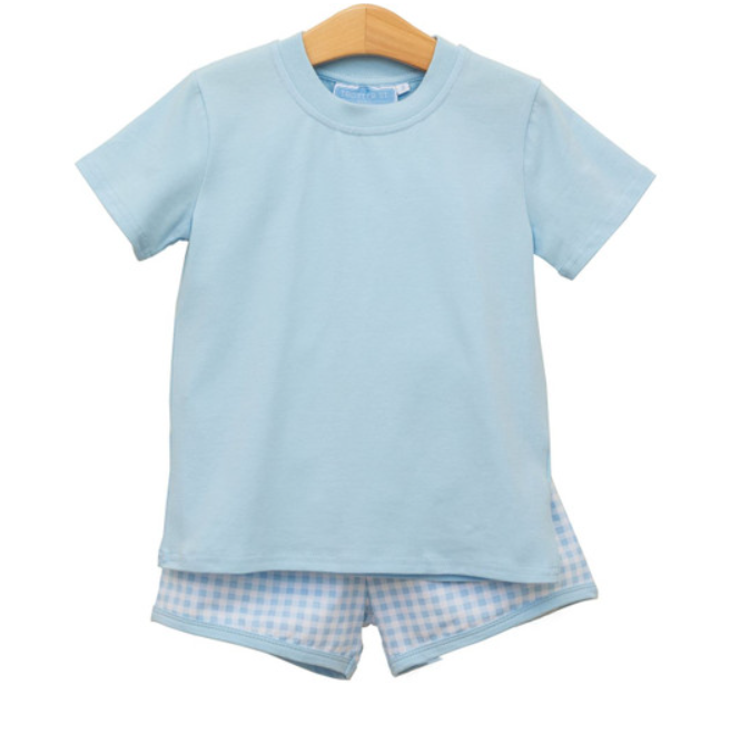 Thomas Short Set | Lt Blue Gingham