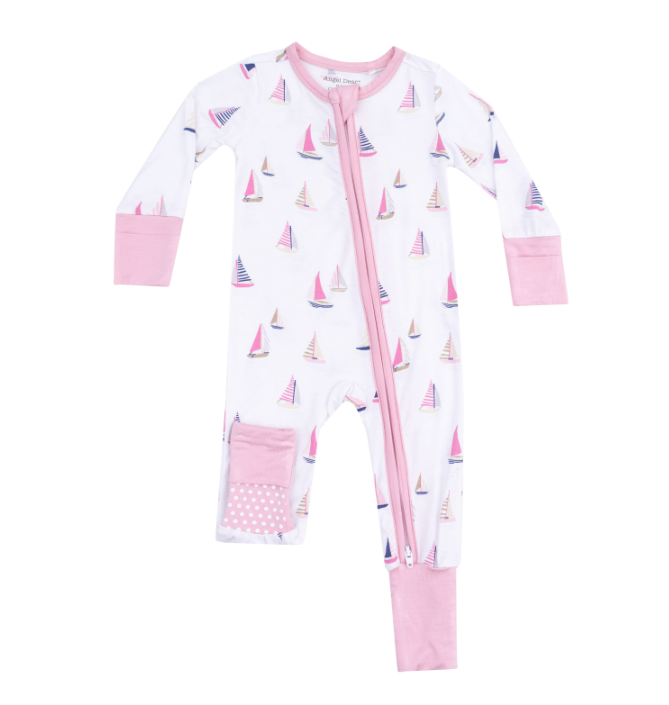 2-WAY ZIPPER ROMPER | SAILBOATS PINK