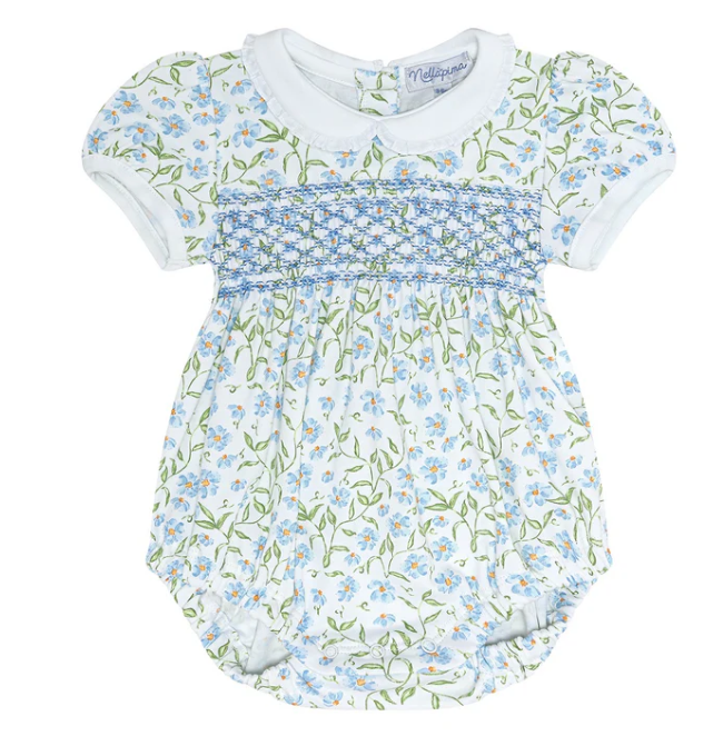 Blue Vines Smocked Bubble