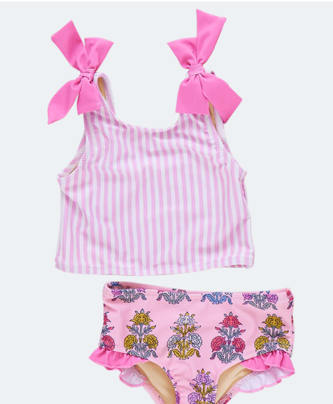 Girls Shelly Tankini | Pink Stripe