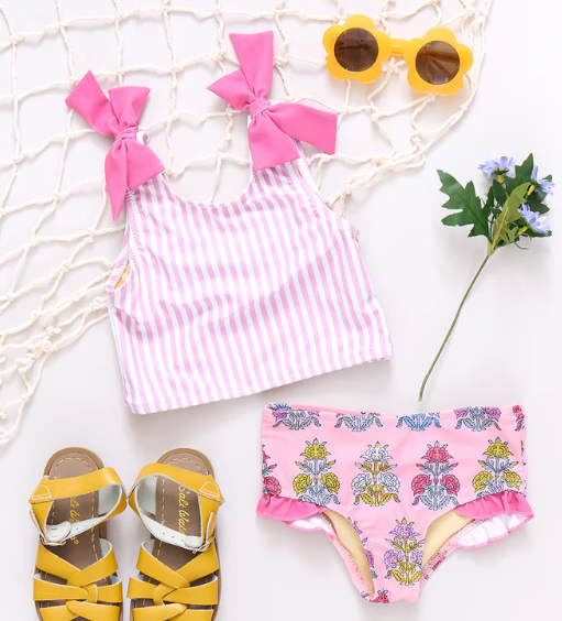 Girls Shelly Tankini | Pink Stripe