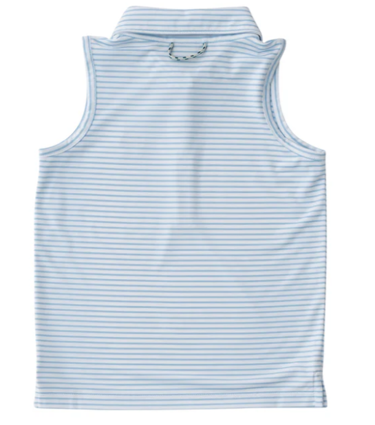 Sleeveless Performance Polo | Clear Sky Stripe