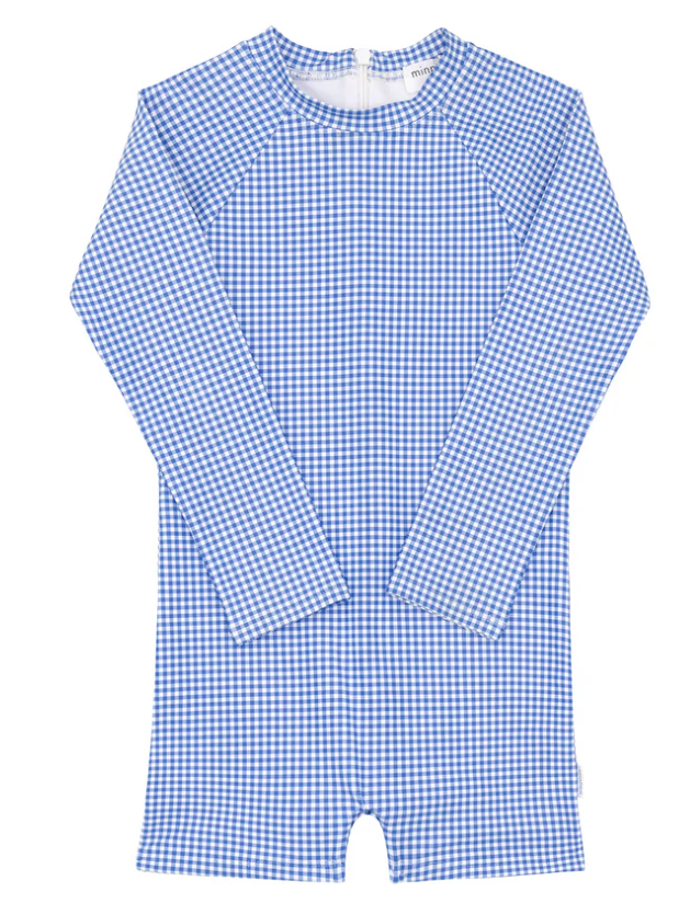 LS Rashguard One Piece | Blue Gingham