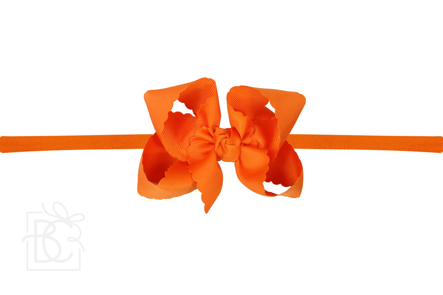 1/4" HEADBAND SCALLOPED EDGE BOW | 3.5" Orange