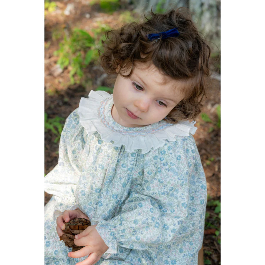 Emma | Hand Smocked Blue Floral