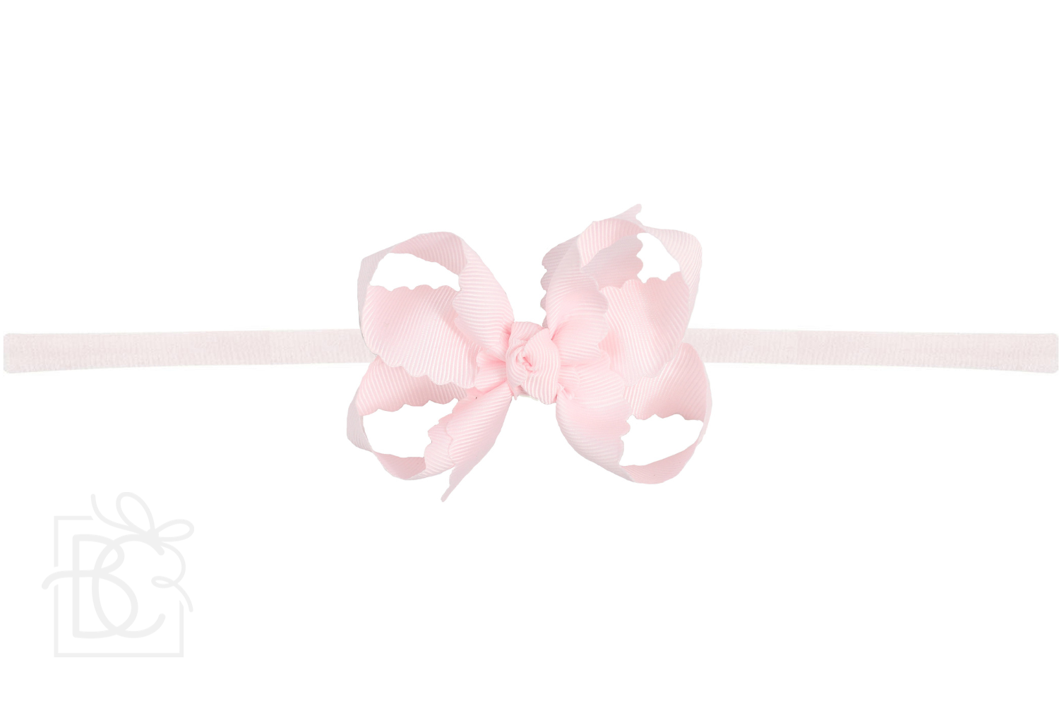 1/4" HEADBAND SCALLOPED EDGE BOW | 3.5" Pink